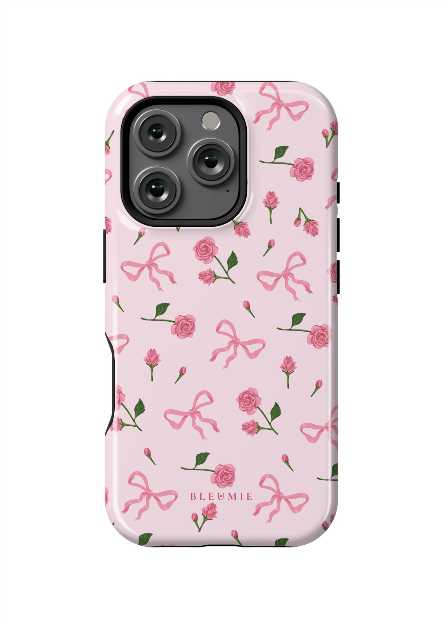 BLEUMIE Pink Bows & Roses iPhone Case iPhone 16 Pro Tough