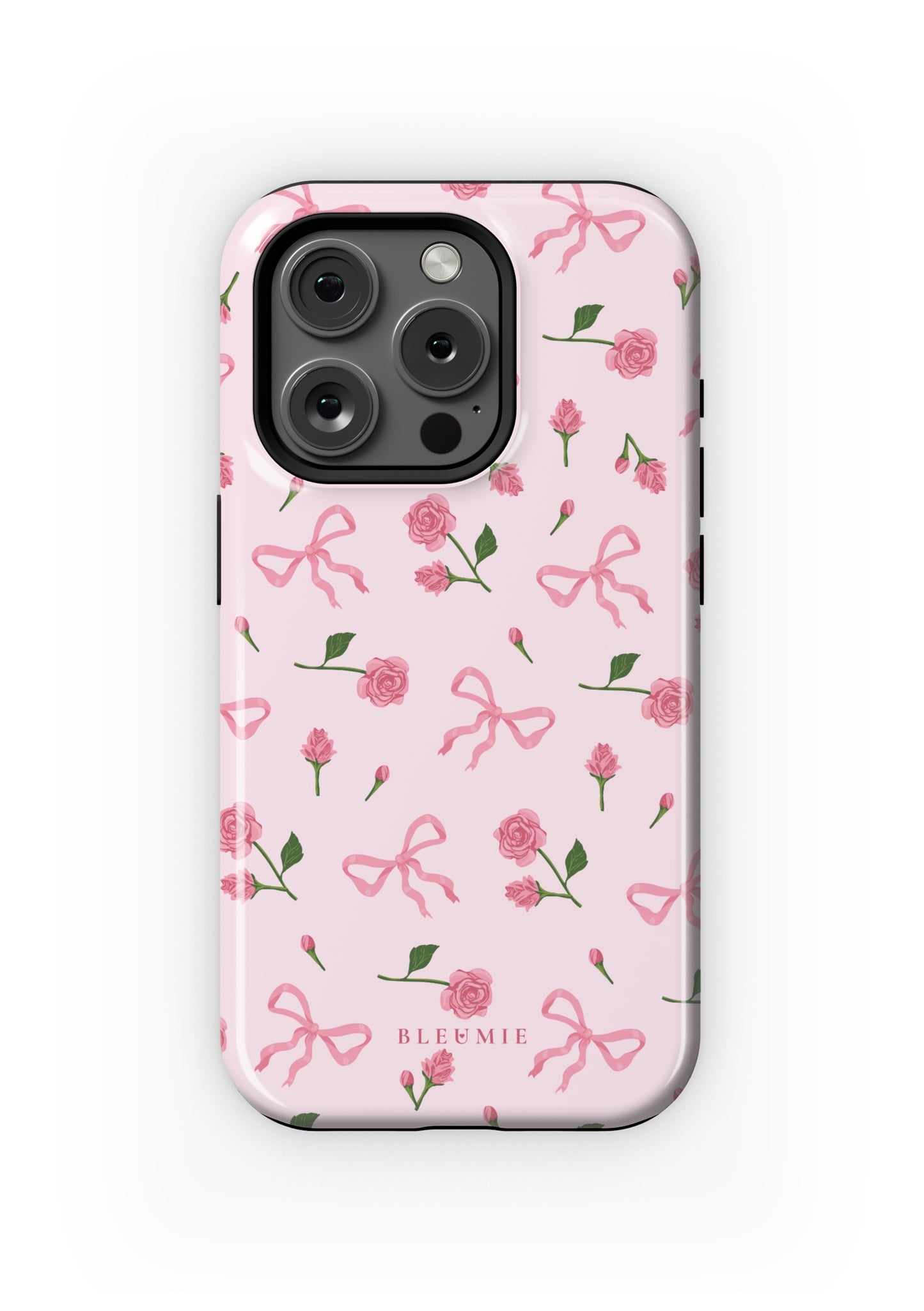 BLEUMIE Pink Bows & Roses iPhone Case iPhone 15 Pro Tough