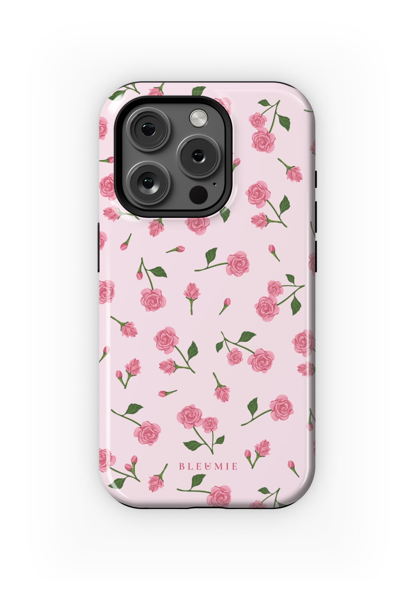 BLEUMIE Pink Dainty Roses iPhone Case iPhone 15 Pro Tough