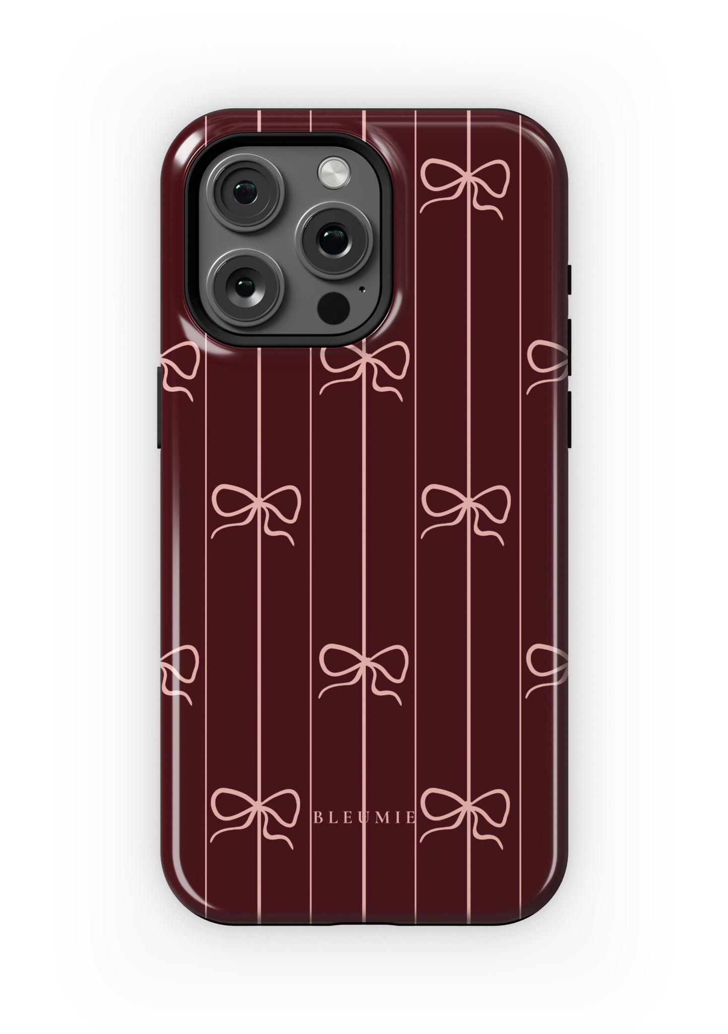 BLEUMIE Plum Striped Bow MagSafe iPhone Case iPhone 15 Pro Max