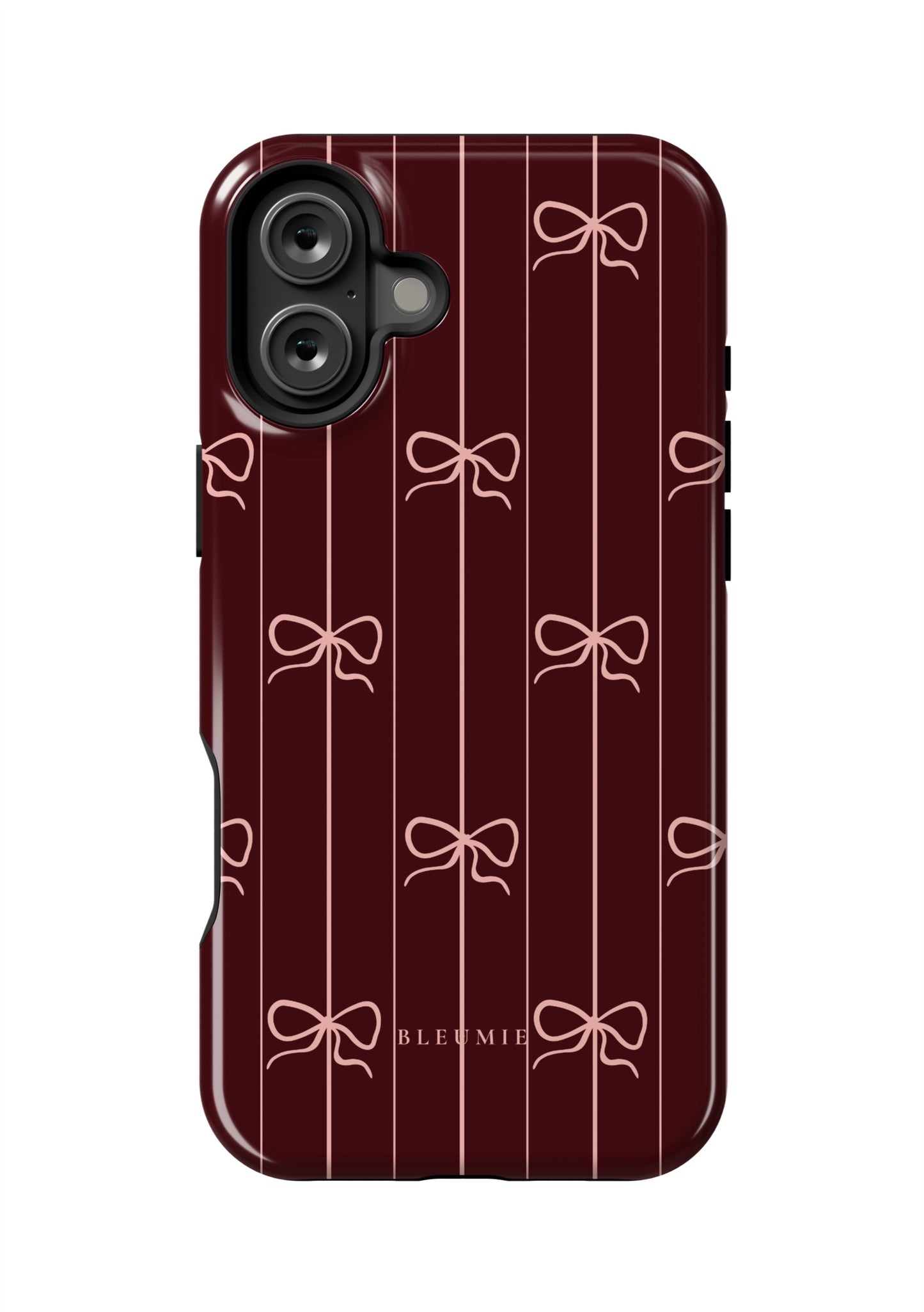 BLEUMIE Plum Striped Bow MagSafe iPhone Case iPhone 16 Plus