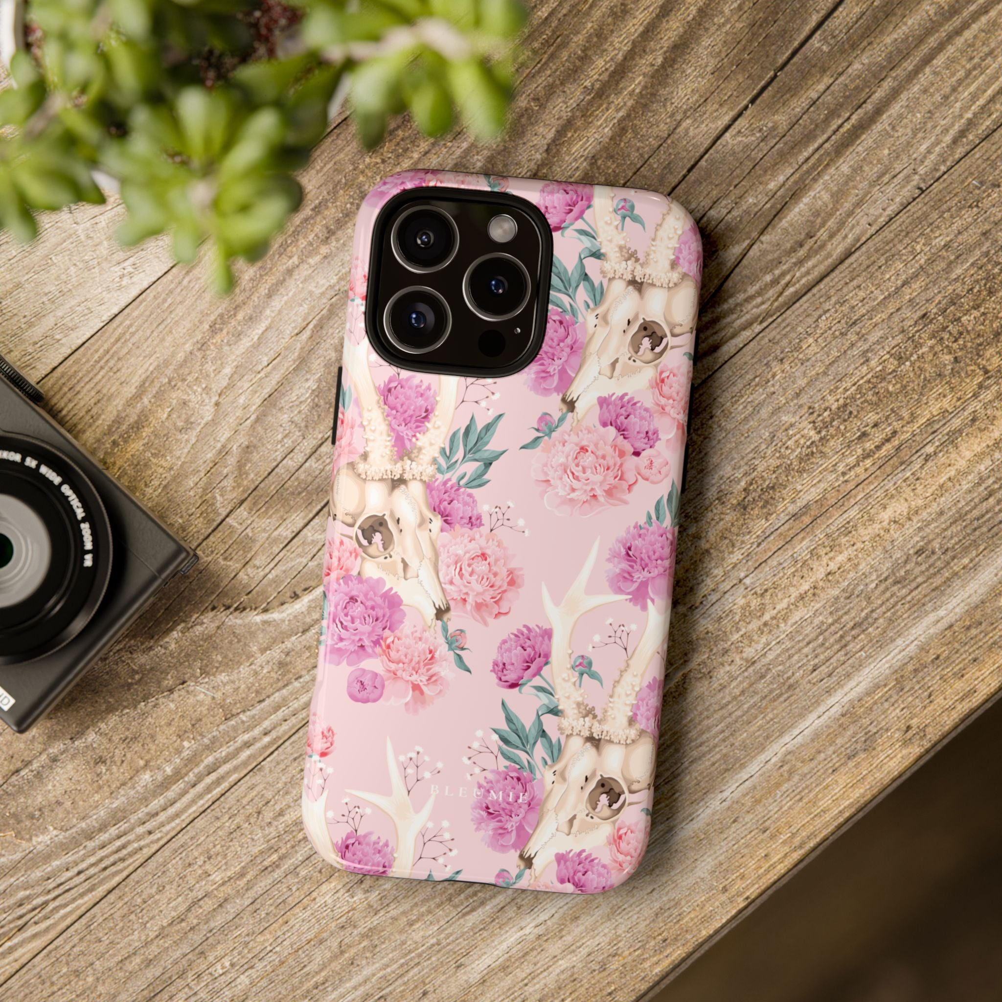 Peony Skull Floral iPhone Case