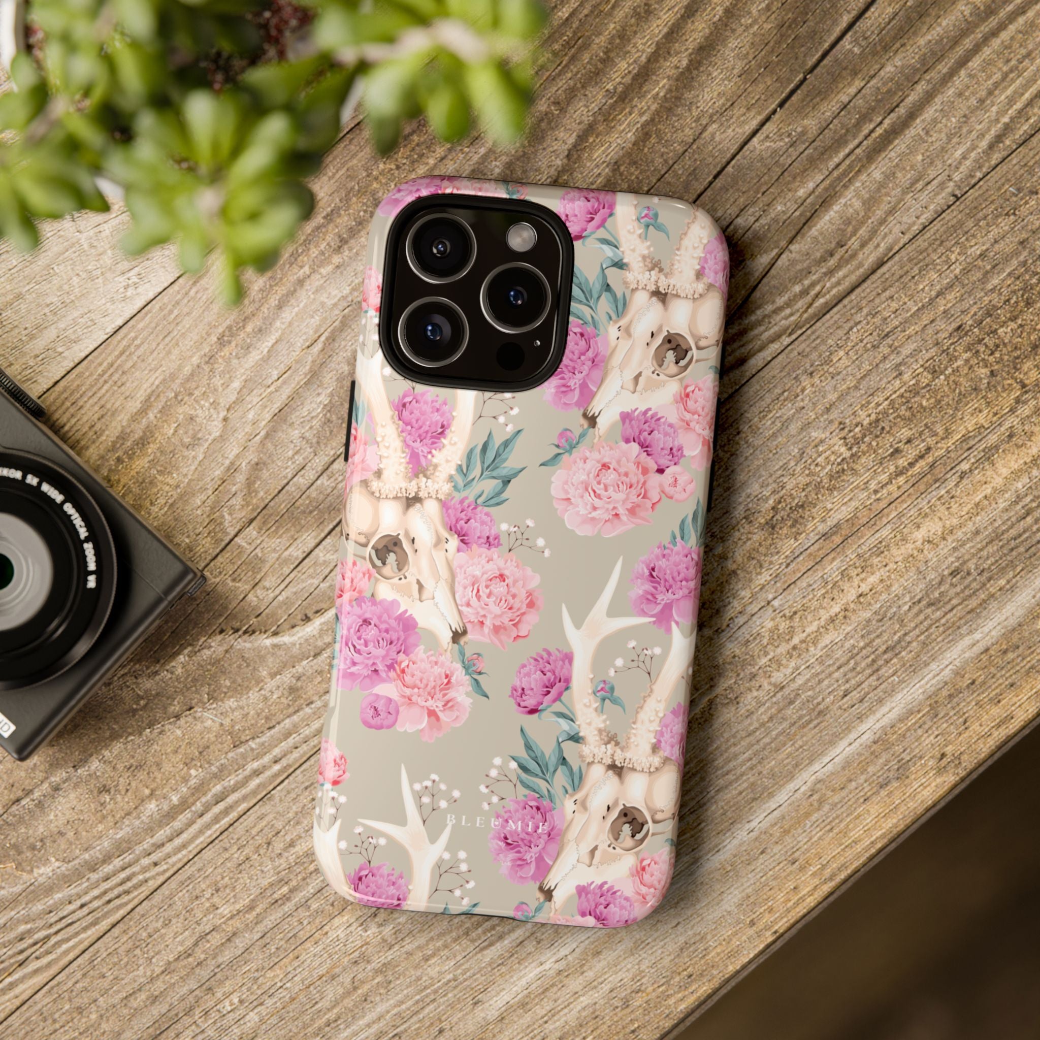 Peony Skull Floral iPhone Case