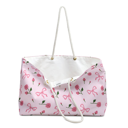 BLEUMIE Pink Bows & Roses Weekender Tote Bag