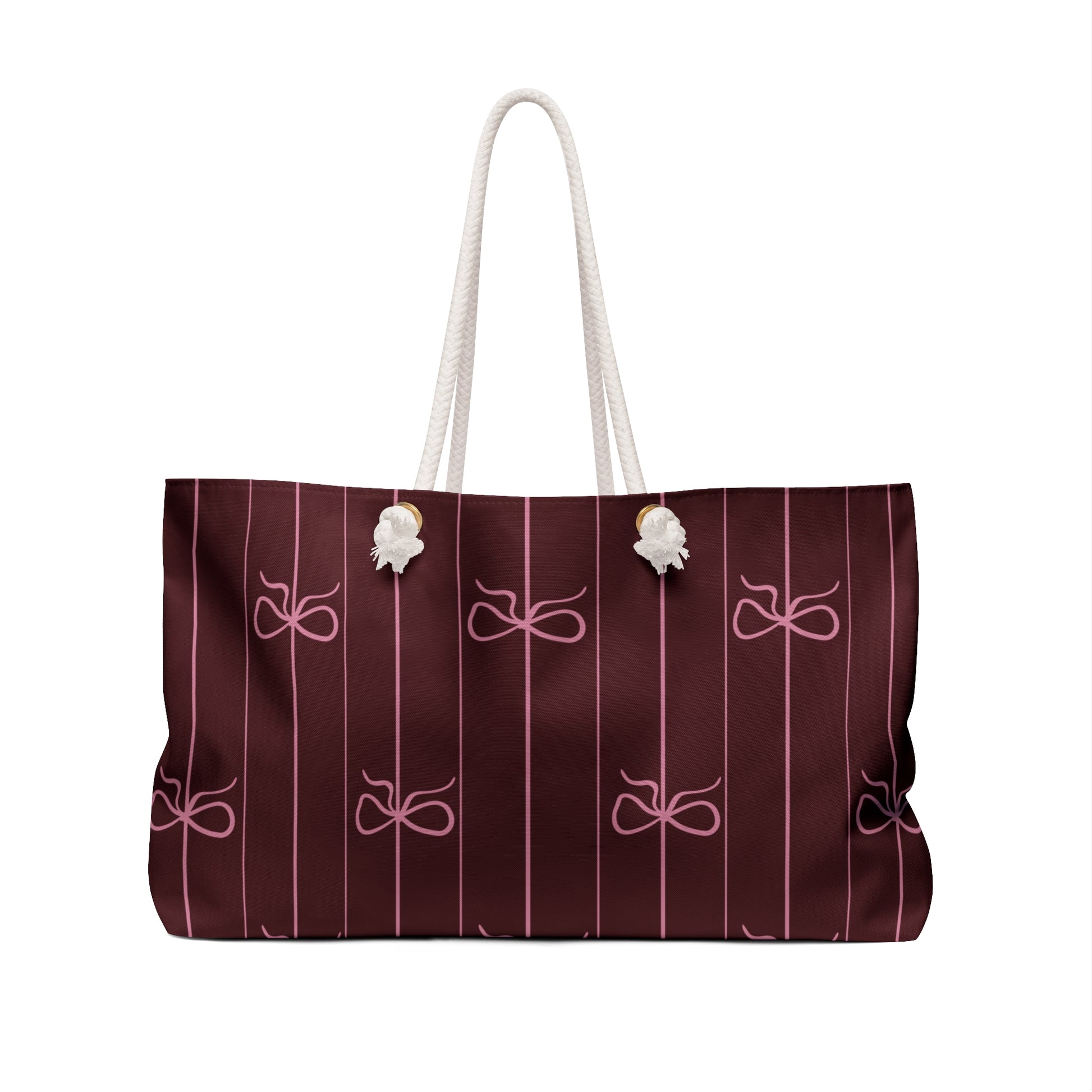 BLEUMIE Mahogany Striped Bow Weekender Tote Bag