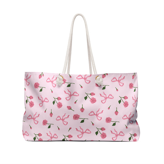 BLEUMIE Pink Bows & Roses Weekender Tote Bag