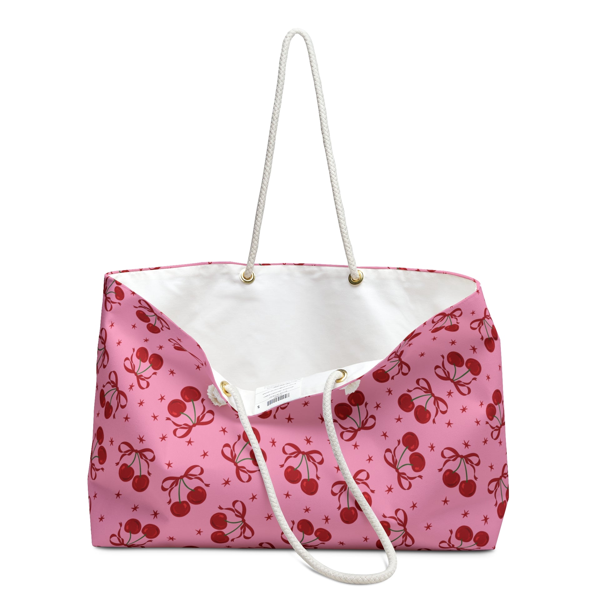 BLEUMIE Crimson Cherry Bow Weekender Tote Bag