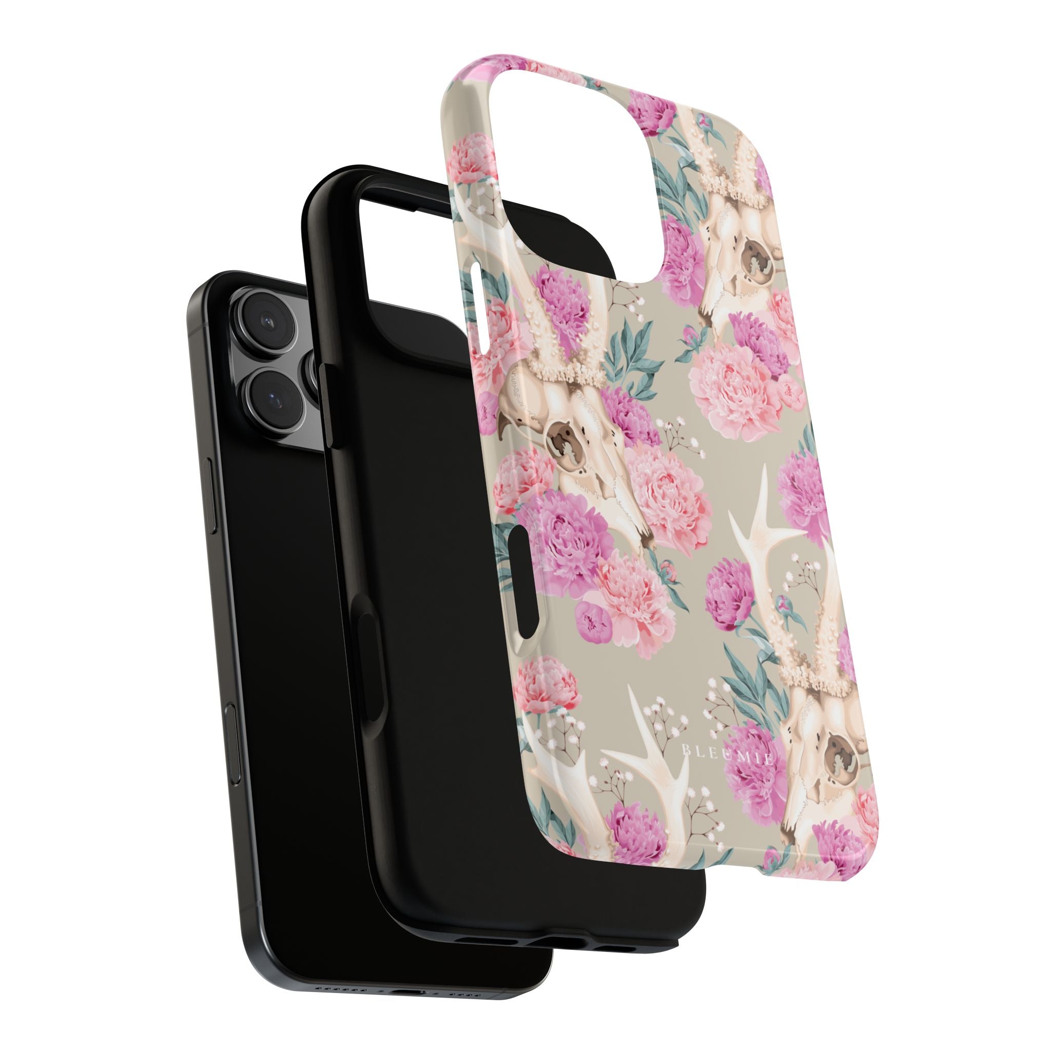 Peony Skull Floral iPhone Case