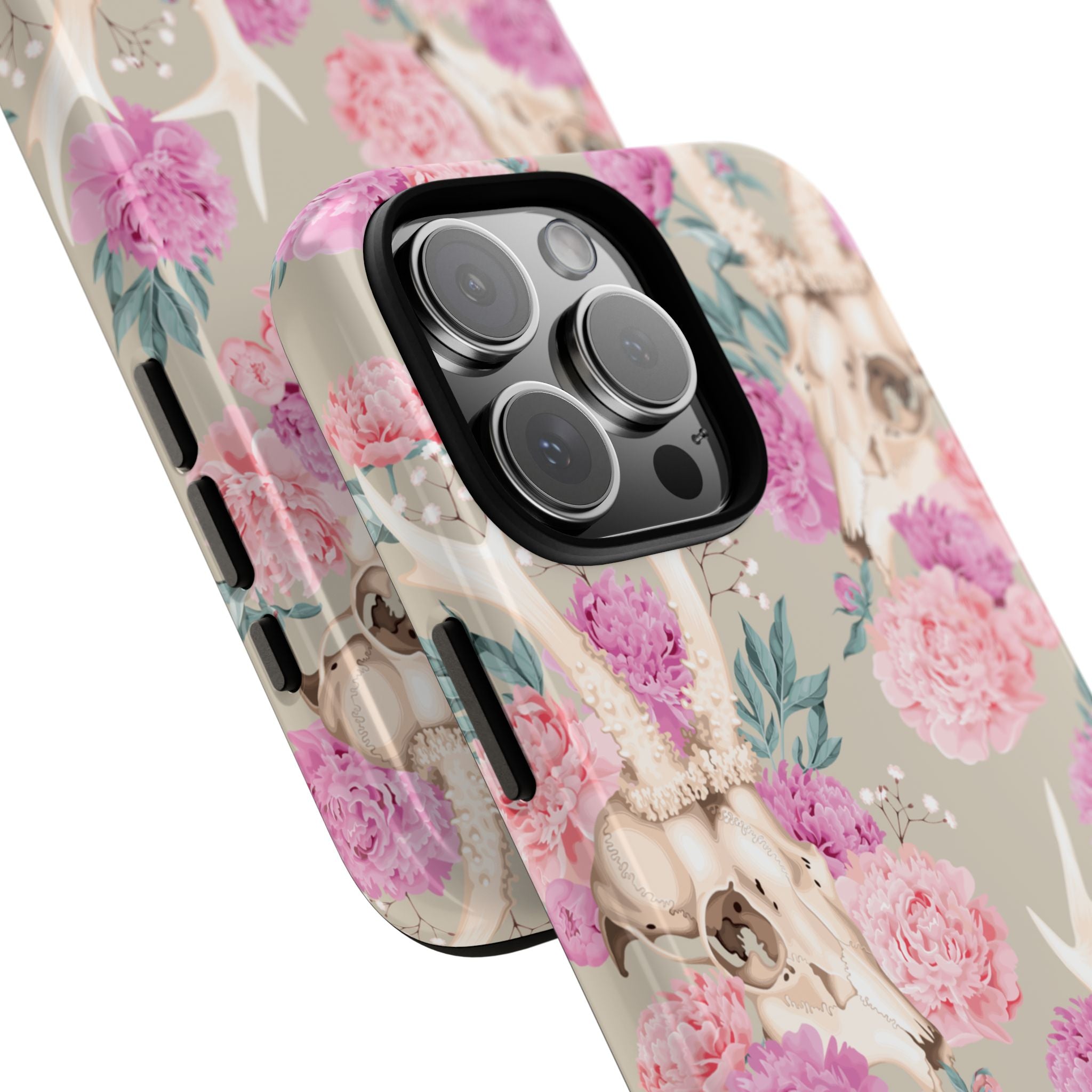Peony Skull Floral iPhone Case