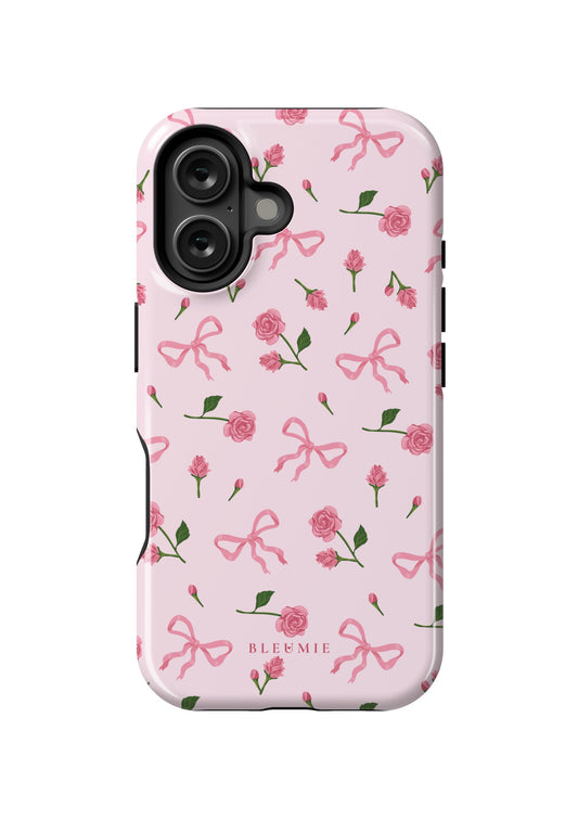 BLEUMIE Pink Bows & Roses iPhone Case iPhone 16 Tough