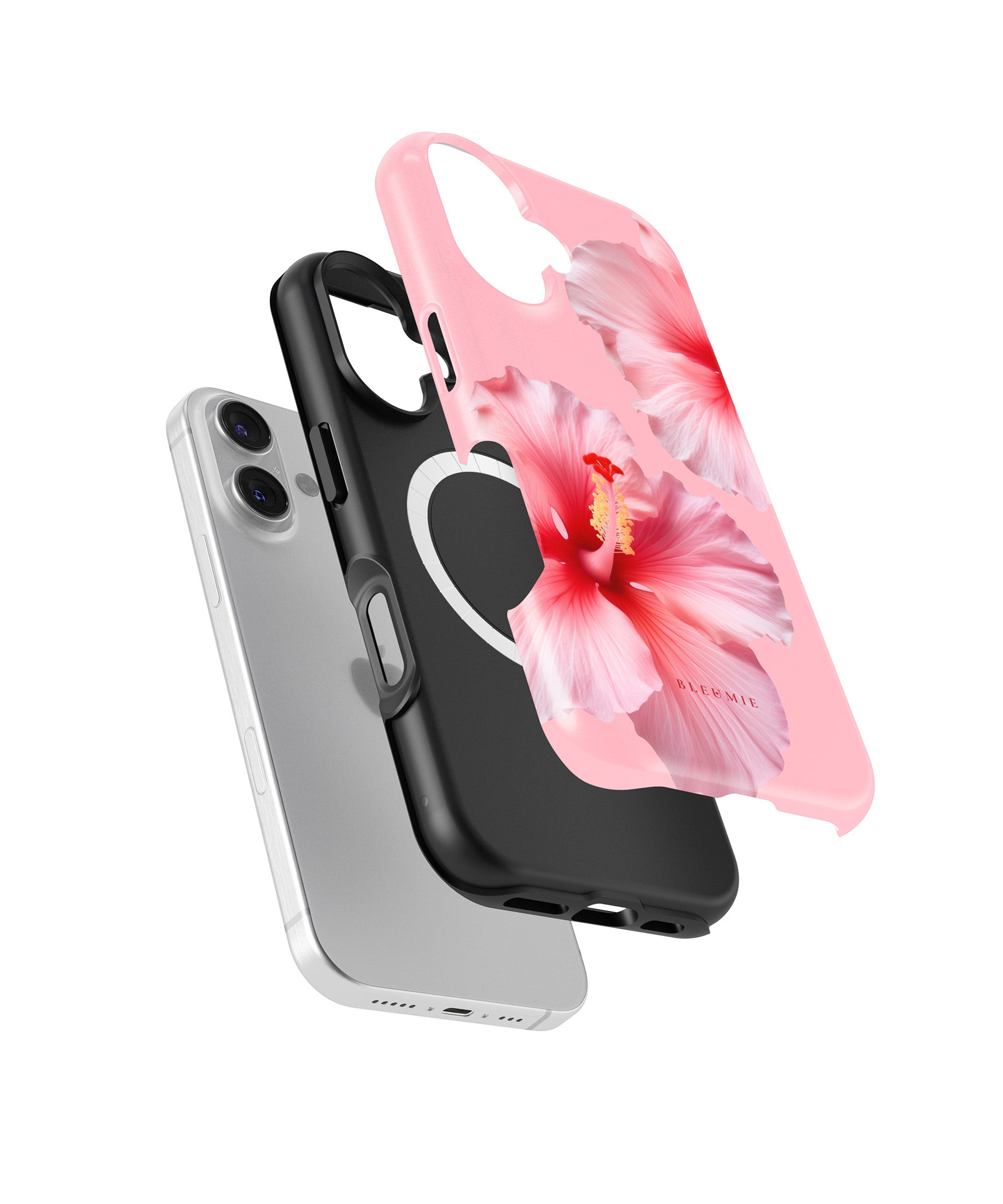 BLEUMIE Pink Hibiscus Floral MagSafe Phone Case