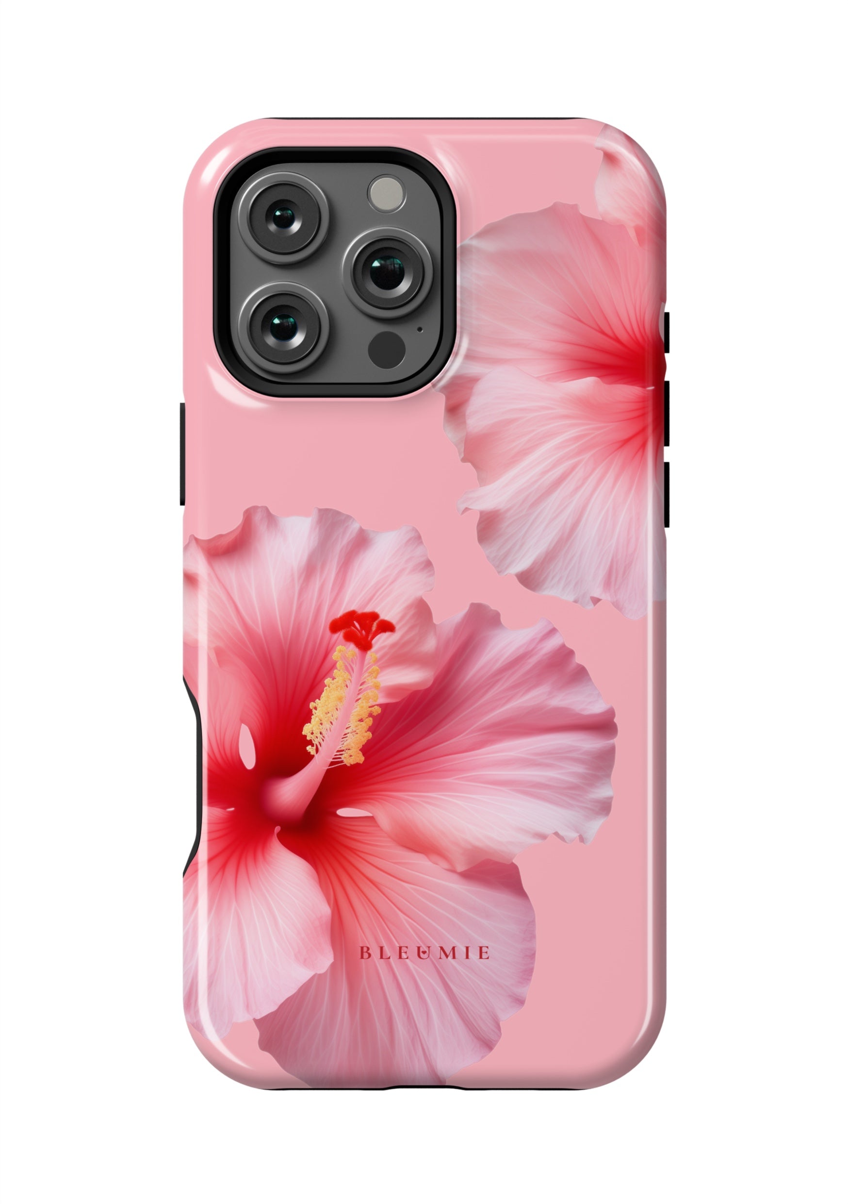 BLEUMIE Pink Hibiscus Floral MagSafe Phone Case iPhone 16 Pro Max