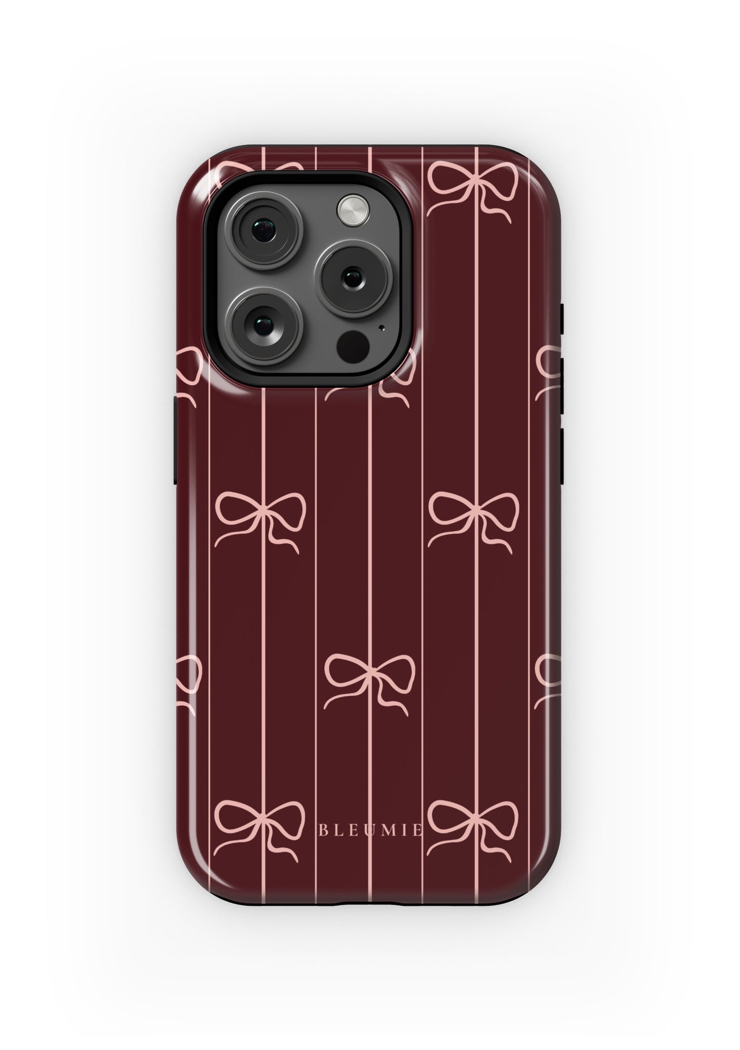 BLEUMIE Plum Striped Bow MagSafe iPhone Case iPhone 15 Pro