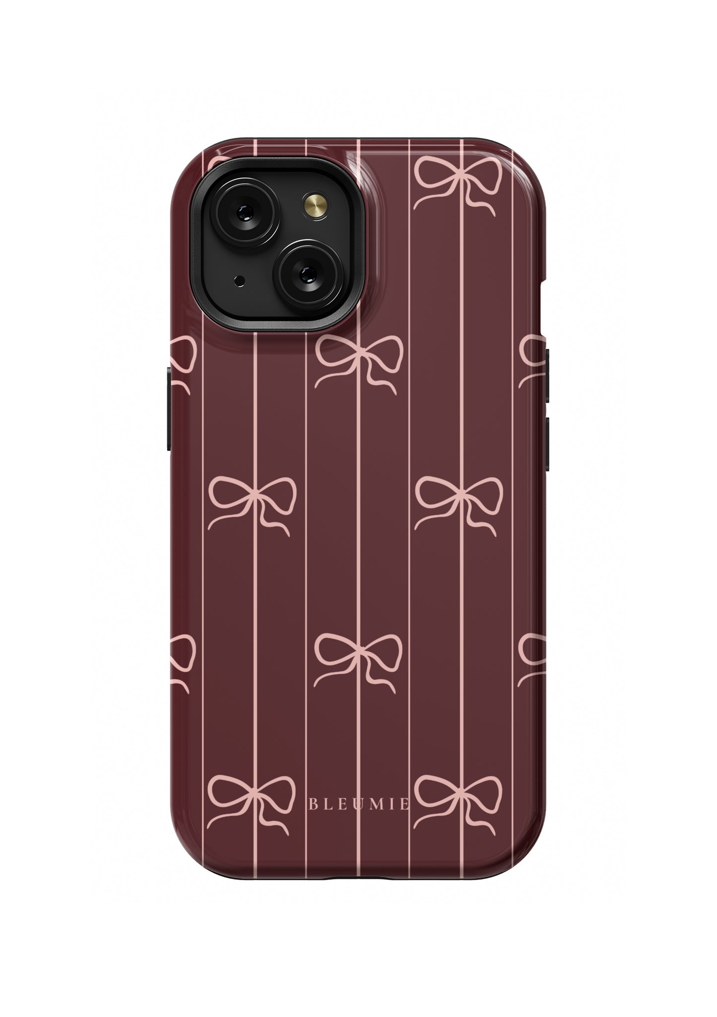 BLEUMIE Plum Striped Bow MagSafe iPhone Case iPhone 15