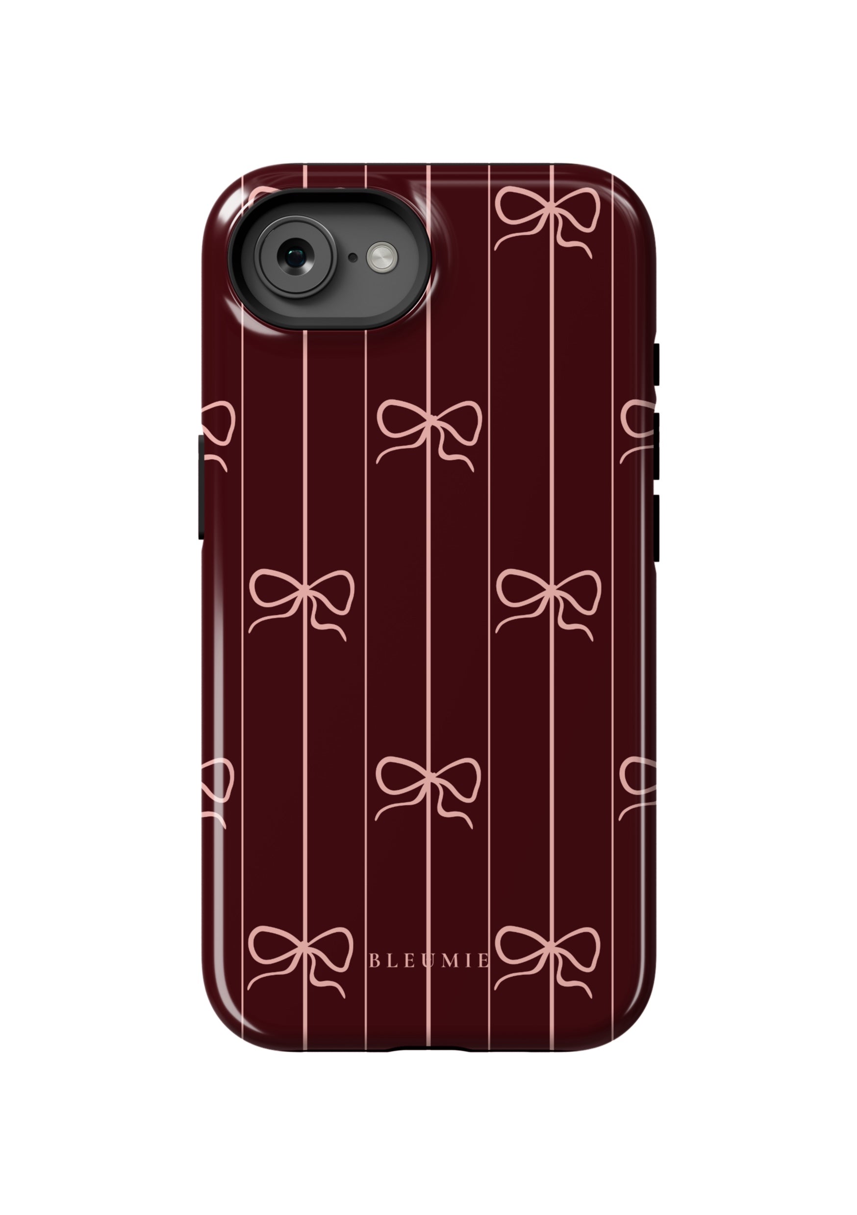 BLEUMIE Plum Striped Bow MagSafe iPhone Case iPhone 16e
