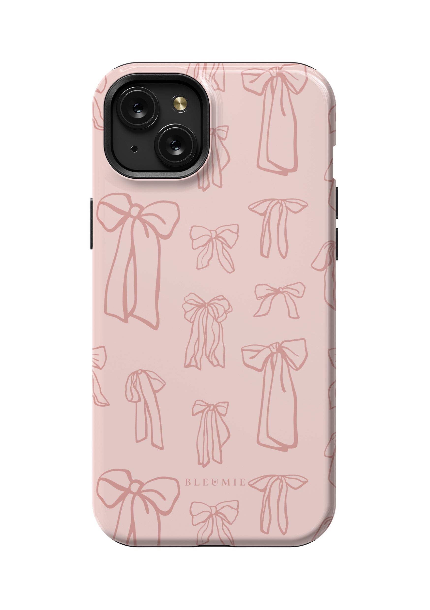 BLEUMIE MagSafe iPhone Case with pink bow pattern and protective design for iPhone